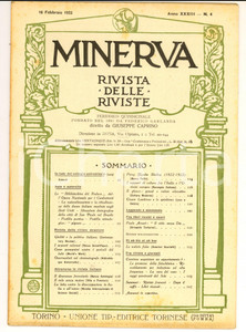 Giornale, rivista storica 1923 MINERVA Rivista delle Riviste  In lode del collegio uninonimale nÂ° 4 1