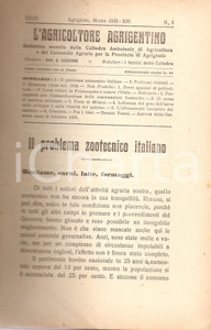 Giornale, rivista storica 1935 AGRICOLTORE AGRIGENTINO Arturo MARESCALCHI su zootecnia italiana Rivista 1