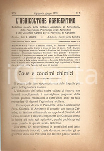 Giornale, rivista storica 1933 AGRICOLTORE AGRIGENTINO AttivitÃ  Cattedra Ambulante Agricoltura Rivista 1