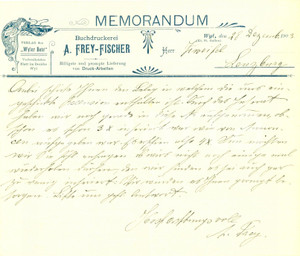 Autografo originale 1903 WIL  ST. GALLEN SWITZERLAND Buchdruckerei A. FREYFISCHER Autografo 1