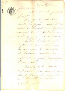 Documento originale, autentico 1874 LARGENTIERE F Marchant DARBOUSSE contre dÃ©biteur Baptiste ROCHE 1