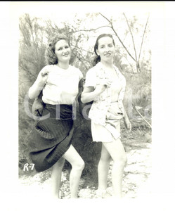 Fotografia d epoca originale 1965 ca USA  EROTICA VINTAGE Women with raised skirts outdoors PHOTO 1