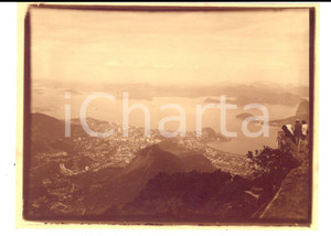 Fotografia d epoca originale 1920 RIO DE JANEIRO BRAZIL Veduta aerea della baia con turisti europei Foto 1