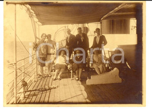 Fotografia d epoca originale 1920 ca LLOYD ROYAL BELGE Passeggeri riposano su nave OLYMPIER VINTAGE photo 1