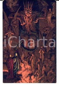 Cartolina originale da collezione 1910 ca Inferno canto V  Minosse orribilmente ringhia Cartolina VINTAGE FP NV 1
