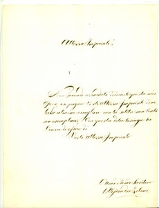 Autografo originale 1850 ca ROMA ? Alessandro ZELONI invia opera ad Altezza Imperiale AUTOGRAFO 1