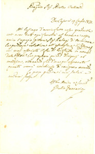 Autografo originale 1830 MILANO Giulio FERRARIO a Pietro VALLARDI pittore Pelagio PALAGI Autografo 1