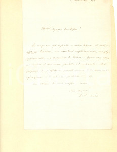 Autografo originale 1880 ROMA ? Giacomo LUMBROSO preoccupato per salute contessa Lettera AUTOGRAFA 1