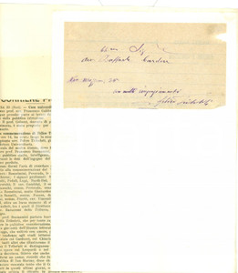 Autografo originale 1880 ca PISA Felice TRIBOLATI direttore Biblioteca Universitaria AUTOGRAFO 1