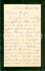 Autografo originale 1890 FIRENZE Antonio ZARDO fornisce informazioni su Filosseno LUZZATTO Autografo 1