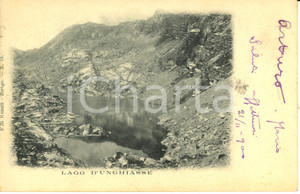 Cartolina originale da collezione 1900 GROSCAVALLO TO Panorama sul lago di UNGHIASSE Cartolina FP VG 1