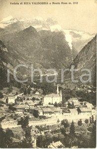 Cartolina originale da collezione 1920 ca RIVA VALDOBBIA VC Panorama paese con monte ROSA FP NV 1