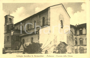 Cartolina originale da collezione 1930 ca SALUZZO CN Facciata chiesa del Collegio Serafico SAN BERNARDINO FP NV 1