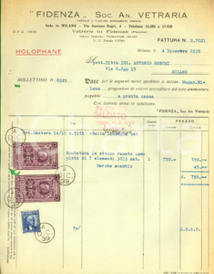 Documento originale, autentico 1949 FIDENZA PR SocietÃ  anonima VETRARIA Fattura commerciale DANNEGGIATA 1