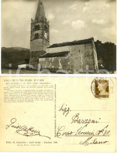 Cartolina originale da collezione 1928 SAUZE D OULX TO Veduta chiesa parrocchiale Cartolina postale FP VG 1