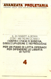Giornale, rivista storica 1982 AVANZATA PROLETARIA Sciopero con i metalmeccanici contro la disoccupazione 1