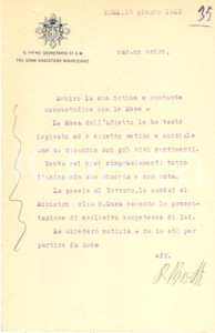 Autografo originale 1923 ROMA Paolo BOSELLI Primo Segretario GRAN MAGISTERO MAURIZIANO Autografo 1