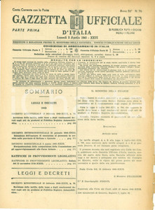 Documento originale, autentico 1945 GAZZETTA UFFICIALE RSI Revisione tariffe Pubblico Registro Automobilistico 1