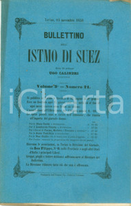 Giornale, rivista storica 1858 BOLLETTINO DELL ISTMO DI SUEZ 21 Sottoscrizione azioni per il Bosforo 1