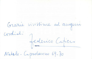 Autografo originale 1969 NAPOLI ? Matematico Federico CAFIERO invia auguri di Natale AUTOGRAFO 1
