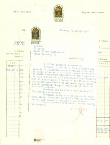 Manoscritto, lettera originale 1948 PADOVA Casa Editrice CEDAM invia conteggio per diritti d autore Lettera 1