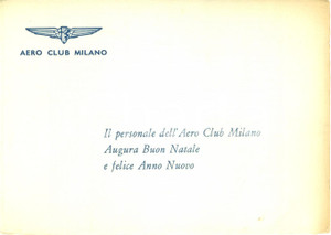 Oggetto da collezione cartaceo 1970 ca MILANO Il personale dell AERO CLUB augurano Buon NATALE Biglietto 1