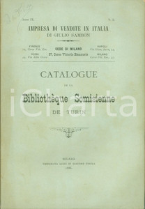 Libro, pubblicazione d epoca 1886 MILANO Giulio SAMBON Catalogue de la Bibliotheque Somisienne de Turin 1