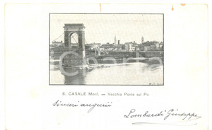 Cartolina originale da collezione 1900 ca CASALE MONFERRATO AL Vecchio ponte sul PO Cartolina postale FP VG 1
