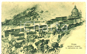 Cartolina originale da collezione 1917 OROPA BI Santuario in costruzione secondo progetto CARTOLINA FP VG 1