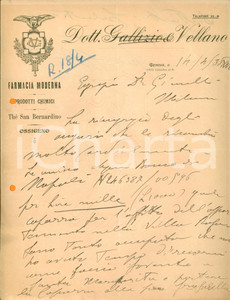 Documento originale, autentico 1938 GENOVA Farmacia Moderna GALLIZIO & VELLANO Lettera 1