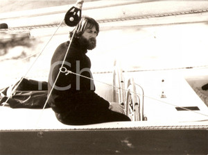 Fotografia d epoca originale 1985 VENEZIA Varo AZZURRA II Timoniere Mauro PELLASCHIER  SAILING REGATTA 1 1