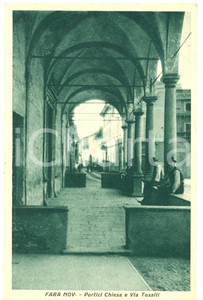 Cartolina originale da collezione 1930 ca FARA NOVARESE NO Chiesa SANTI FABIANO SEBASTIANO via TOSALLI ANIMATA 1