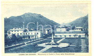 Cartolina originale da collezione 1943 LUSERNA SAN GIOVANNI TO Monumento Caduti Parco RIMEMBRANZA FP NV 1