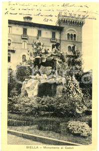 Cartolina originale da collezione 1937 BIELLA Monumento ai Caduti Cartolina postale FP VG 1
