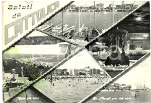 Cartolina originale da collezione 1960 CATTOLICA RN Vedutine DARSENA Piazzale I MAGGIO Cartolina ANIMATA FG VG 1