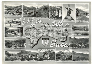 Cartolina originale da collezione 1960 SUSA TO Vedutine itinerari turistici Cartolina postale FG VG 1