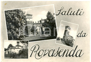 Cartolina originale da collezione 1953 ROVASENDA VC Vedutine con Castello CARTOLINA FG VG 1