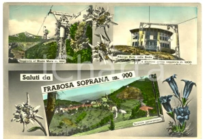 Cartolina originale da collezione 1958 FRABOSA SOPRANA CN Vedutine seggiovia per Monte MORO FG VG ANIMATA 1