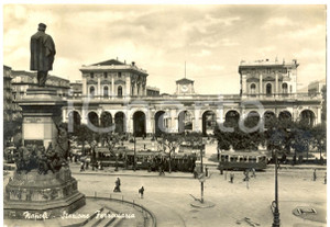 Cartolina originale da collezione 1948 NAPOLI Stazione ferroviaria Cartolina postale FG VG ANIMATA con filobus 1