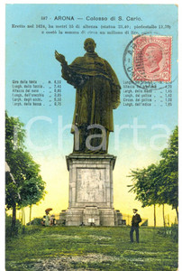 Cartolina originale da collezione 1912 ARONA NO Colosso di SAN CARLO Cartolina postale FP VG ANIMATA 1