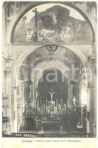Cartolina originale da collezione 1929 SALUZZO CN Interno della chiesa di SAN BERNARDINO Cartolina postale FP VG 1