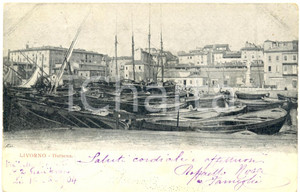Cartolina originale da collezione 1900 ca LIVORNO DARSENA Cartolina postale FP VG ANIMATA 1