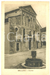 Cartolina originale da collezione 1920 BELLUNO Scorcio su piazza DUOMO Cartolina postale FP VG 1