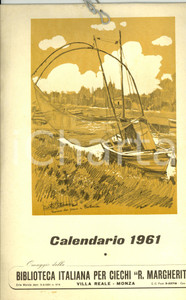 Oggetto da collezione cartaceo 1961 MONZA Biblioteca per ciechi REGINA MARGHERITA Fausto CATTANEO Calendario 1