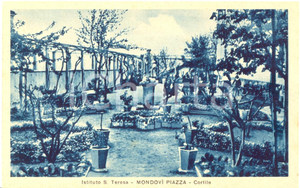 Cartolina originale da collezione 1950 MONDOVI  CU Cortile dell Istituto di SANTA TERESA Cartolina ANIMATA 1