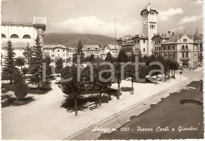 Cartolina originale da collezione 1955 ca ASIAGO VI Piazza CARLI Giardini e Municipio Cartolina FG VG 1