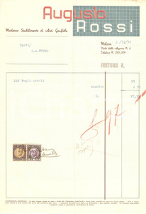Documento originale, autentico 1935 MILANO Viale Argonne 6 Stabilimento Augusto ROSSI Arti grafiche Fattura 1