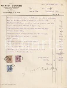 Documento originale, autentico 1941 MILANO Ditta Mario SECCHI Imbiancatura Stucchi Fattura 1