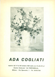 Materiale pubblicitario d’epoca 1981 MILANO Circolo LA FONTANELLA Mostra pittrice Ada COGLIATI Opuscolo 1