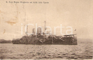 Cartolina originale da collezione 1919 LA SPEZIA MARINA MILITARE Regia nave REGINA MARGHERITA Corazzata FP VG 1